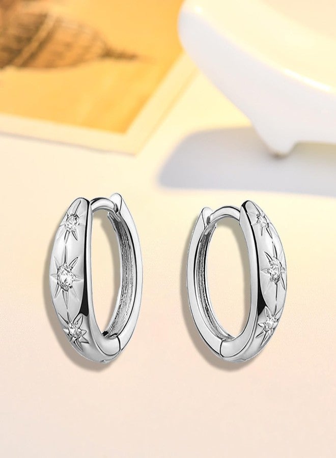Aktully Gold Huggie Hoop Earrings for Women 18K Gold Star Hoop Earrings Dainty Cubic Zriconia Star Small Hoop Earrings Trendy Jewelry Gift for Women (Gold B) - Image 5